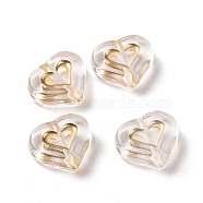 Transparent Acrylic Beads, Golden Metal Enlaced, Heart, Clear, 12.5x14.5x5mm, Hole: 1.8mm(X-OACR-E015-20)