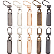 20Pcs 5 Colors Alloy & Iron Zipper Pulls, Zipper Replacemnt Accessories, for Suitcase, Bag, Costume, Rectangle, Mixed Color, 5.05cm, 4pcs/color(FIND-CP0001-35)