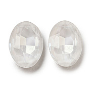 Glass Rhinestone Cabochons, Point Back & Back Plated, Faceted, Oval, Crystal, 14x10x5mm(RGLA-G021-02D-001DE)