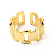 Brass Rectangle Open Cuff Ring for Men Women, Lead Free & Cadmium Free, Golden, US Size 8(18.1mm)(RJEW-A008-07G)