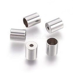 201 Stainless Steel Cord Ends, End Caps, Column, Stainless Steel Color, 6x4.7mm, Hole: 1.4mm, Inner Diameter: 4mm(STAS-L219-05B)