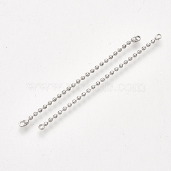 Brass Ball Chain Links connectors, Real Platinum Plated, 55x2x2mm, Hole: 1mm(KK-T032-176P)