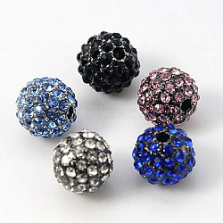 Alloy Rhinestone Beads, Grade A, Round, Gunmetal, Mixed Color, 10mm, Hole: 2mm(RB-A034-10mm-B)