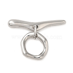 Brass Toggle Clasps, Ring, Real Platinum Plated, Ring: 12.5x11.5x2mm; Bar: 24x5x3.5, Hole: 1.2mm(KK-M270-02P)