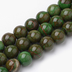 Natural Picture Jasper Beads Strands, Dyed, Round, Green, 12mm, Hole: 1mm, about 34pcs/strand, 15.7 inch(39.87cm)(G-S272-12mm-03)