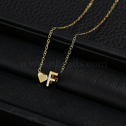 Alloy Letter Heart Pendant Necklaces for Women, Golden, Letter F, 15.75 inch(40cm)(WGBB55E-02)