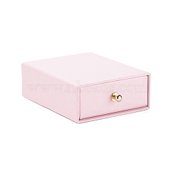 Rectangle Paper Drawer Jewelry Set Box, with Brass Rivet, for Earring, Ring and Necklace Gifts Packaging, Lavender Blush, 7x9x3cm(CON-C011-02D)
