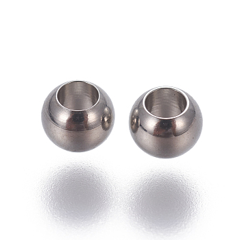 202 Stainless Steel Beads, Rondelle, Stainless Steel Color, 4x3mm, Hole: 2mm
