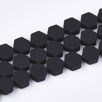 Spray Painted Non-magnetic Synthetic Hematite Beads Strands, Hexagon, Black, 6.5x6x2.5mm, Hole: 1mm, about 66pcs/strand, 15.7 inch
