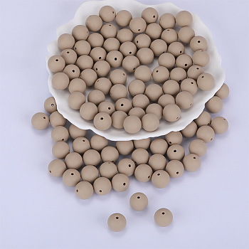 Round Silicone Focal Beads, Chewing Beads For Teethers, DIY Nursing Necklaces Making, Pale Goldenrod, 15mm, Hole: 2mm