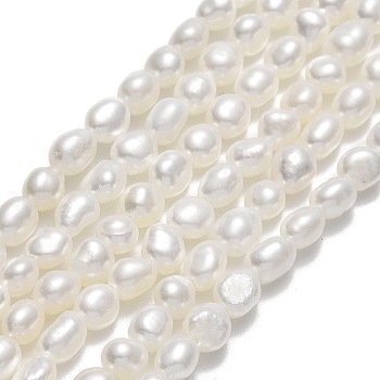 Natural Cultured Freshwater Pearl Beads Strands, Two Sides Polished, Linen, 4~5x4x3.5~4mm, Hole: 0.6mm, about 75~76pcs/strand, 14.17''(36cm)