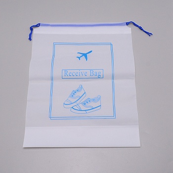 Makrofol Semi-transparent Drawstring Bag, Dustproof Storage Bags, Rectangle, Deep Sky Blue, 35.5x26.8x0.15cm