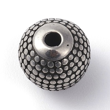 316 Surgical Stainless Steel Beads, Round, Antique Silver, 9.5x9mm, Hole: 1.8mm