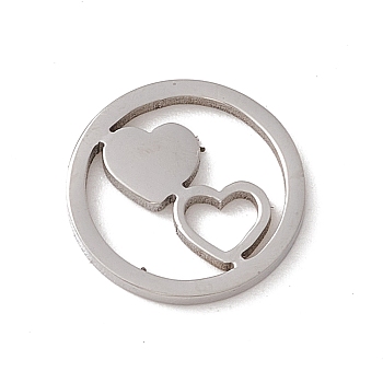 Valentine's Day 304 Stainless Steel Linking Rings, Ring with Double Heart, Stainless Steel Color, 12x1mm