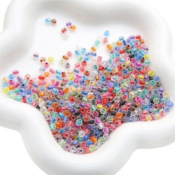 100Pcs Transparent Glass Beads, Faceted, Bicone, Colorful, 4.5x3.5mm, Hole: 1.6mm, 100pcs/set