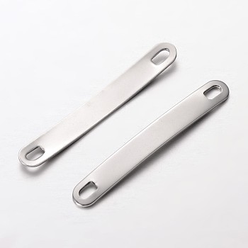 Rectangle 304 Stainless Steel Links connectors, Stainless Steel Color, 49x6x1mm, Hole: 2.5x4.5mm