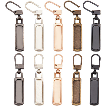 20Pcs 5 Colors Alloy & Iron Zipper Pulls, Zipper Replacemnt Accessories, for Suitcase, Bag, Costume, Rectangle, Mixed Color, 5.05cm, 4pcs/color