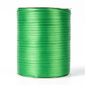 Double Face Satin Ribbon, Polyester Ribbon, Green, 1/8 inch(3mm) wide, about 880yards/roll(804.672m/roll)