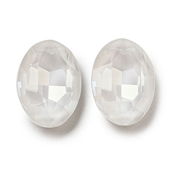 Glass Rhinestone Cabochons, Point Back & Back Plated, Faceted, Oval, Crystal, 14x10x5mm
