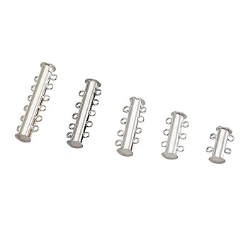 Brass Slide Lock Clasps, Peyote Clasps, Jewelry Components, Mixed Color, 2/3/4/5/6-strands Brass Slide Lock Clasps: 15~36x7~10mm, Hole: 1~2mm