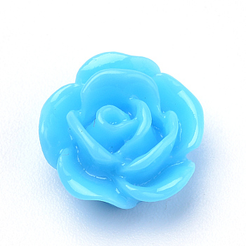 Resin Cabochons, Rose Flower, Deep Sky Blue, 10x5mm, Bottom: 7~8mm