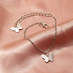Brass Cable Chain Charm Bracelets for Women, Butterfly , Silver, 7-1/4 inch(18.5cm)(WG5EDD2-02)