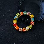 Cube Handmade Porcelain Beaded Stretch Bracelets for Men, Colorful, Inner Diameter: 2-3/8 inch(6cm)(FS-WGC1798-15)