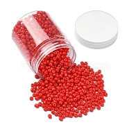 1300Pcs Baking Paint Glass Round Seed Beads, Red, 4~5x3~4mm, Hole: 1~2mm(SEED-YW0002-20B)