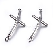 304 Stainless Steel Links connectors, Sideways Cross, Stainless Steel Color, 47~49x22x2.5mm, Hole: 2.5mm(X-STAS-O110-11P)