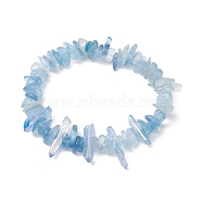 Natural Aquamarine Chips Beaded Stretch Bracelets, Natural Dyed Quartz Crystal Pointed Stretch Bracelets for Women, Inner Diameter: 2 inch(5.1cm)(BJEW-TA00494-01)
