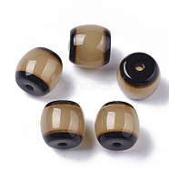 Resin Beads, Imitation Goat Cavel, Barrel, Black, 12.5x13.5mm, Hole: 2.5mm(RESI-T039-027)