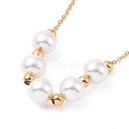 Plastic Imitation Pearl Pendant Necklace, Ion Plating(IP) 304 Stainless Steel Jewelry for Women, Golden, 16.26 inch(41.3cm)(NJEW-A004-15G)