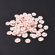 Handmade Polymer Clay Cabochons, Baseball, Orange Red, 5.5~6x5x0.5mm, about 25000pcs/1000g(CLAY-A002-08)
