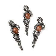 Synthetic Goldstone Big Pendants, Snake Charms, with Rack Plating Antique Silver Tone Alloy Findings, Cadmium Free & Lead Free, 61.5x20x13mm, Hole: 8x5.5mm(G-B033-06AS-14)