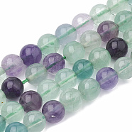 Natural Fluorite Beads Strands, Round, 4mm, Hole: 1mm, about 87~90pcs/strand, 15 inch(G-S333-4mm-006)