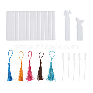 Boutigem 39Pcs DIY Silicone Bookmark Molds, with Polyester Tassel Decorations, Disposable Plastic Transfer Pipettes, Plastic Picture, Mixed Color, 95~198x35~121x4.5~5mm, 39pcs/set(DIY-BG0001-04)