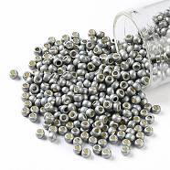 TOHO Round Seed Beads, Japanese Seed Beads, (PF565F) PermaFinish Silver Grey Metallic Matte, 8/0, 3mm, Hole: 1mm, about 1110pcs/50g(SEED-XTR08-PF0565F)