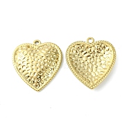 304 Stainless Steel Pendants, Textured Heart Charm, Real 14K Gold Plated, 26.5x24.5x3.7mm, Hole: 1.8mm(STAS-L269-002G)