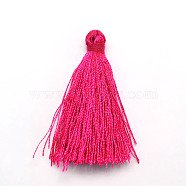 Polyester Tassel Pendant Decorations, Deep Pink, 37~43x5mm, about 200pcs/bag(FIND-L001-03)