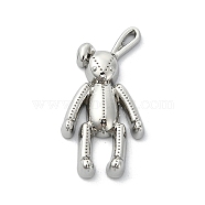 Rack Plating Alloy Pendants, Bear, Platinum, 29x15x4mm, Hole: 3x1mm(FIND-M014-13P)