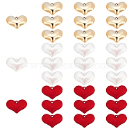 SUPERFINDINGS 30Pcs 3 Style Heart Pendants, includue Electroplated CCB Plastic and Opaque Spray Painted Acrylic Pendants, Mixed Color, 17~20x14~29x8mm, Hole: 1mm, 10pcs/style(FIND-FH0003-50)