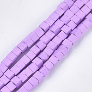 Spray Painted Non-magnetic Synthetic Hematite Beads Strands, Cube, Lilac, 4x4x4mm, Hole: 0.8mm, about 94~100pcs/strand, 15.5 inch~16.3 inch(G-T116-22-09)