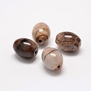 Natural Petrified Wood Beads, Oval, 17~18x14mm, Hole: 2mm(G-P076-34A)