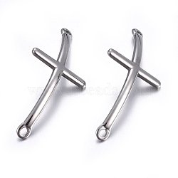 304 Stainless Steel Links connectors, Sideways Cross, Stainless Steel Color, 47~49x22x2.5mm, Hole: 2.5mm(X-STAS-O110-11P)