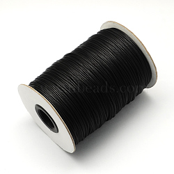 Korean Waxed Polyester Cords, Black, 2mm, about 100yards/roll(300 feet/roll)(YC-Q002-2mm-101)