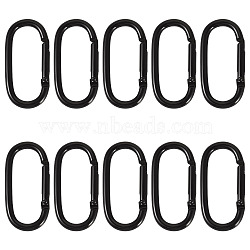 10Pcs Alloy Spring Gate Rings, Oval, Black, 50x25x4mm(FIND-TA0009-25J)