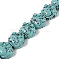 Synthetic Turquoise Beads Strands, Cat's Paw, 16x14x9.5mm, Hole: 1mm, about 13pcs/strand, 7.20''(18.3cm)(G-M108-A06-01)