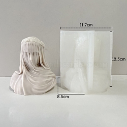 Greek Goddess Food Grade Silicone Bust Portrait Candle Molds, For Half-body Sculpture Candle Making, White, 7.5x11.7x12.5cm(PW-WG93932-01)