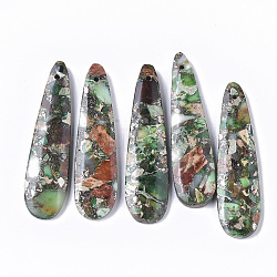 Synthetic Regalite/Imperial Jasper/Sea Sediment Jasper Pendants, Dyed, Teardrop, Sea Green, 45x12x4mm, Hole: 1.2mm(G-S366-006C)