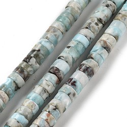 Natural Larimar Beads Strands, Disc, Heishi Beads, 7~7.5x3~4mm, Hole: 0.9mm, about 115pcs/strand, 15.79''(40.1cm)(G-Q024-B03-04)